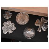 Waterford Crystal Clover / Shamrock Paperweights, Chicago Skyline Paperweight