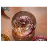 Waterford Crystal Paperweight (Evolution), Cosmic Red Yellow Bubbles