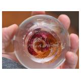 Waterford Crystal Paperweight (Evolution), Cosmic Red Yellow Bubbles