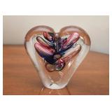 Art Glass Heart Paperweight (Artist Initials)