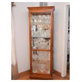 Tall Lighted Display Cabinet with Glass Shelves & Mirror Backing