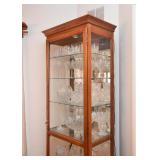Tall Lighted Display Cabinet with Glass Shelves & Mirror Backing