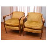 Pair of Vintage Armchairs with Gold Velveteen Fabric