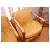 Pair of Vintage Armchairs with Gold Velveteen Fabric