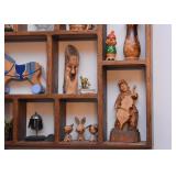 Wooden Wall Curio Display Shelf, Wooden Miniatures & Carvings