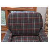 Plaid Upholstered Armchair & Ottoman (there are a pair of these)