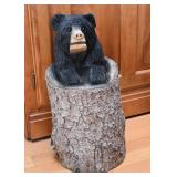 Chainsaw Carved Black Bear Log Statue / Sculpture
