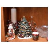 Boyds Bear Christmas Tree Figure, Christmas Figurines, Crystal Bowl, Candlesticks