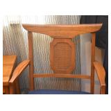 Pair of Vintage Armchairs with Blue Upholstered Seats