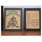 Framed Holiday Themed Embroidery