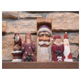 Wood Carved Santa Claus Figurines