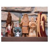 Wood Carved Santa Claus Figurines