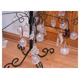Black Metal Christmas Tree with Waterford Crystal Ornaments