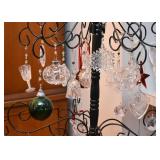 Black Metal Christmas Tree with Waterford Crystal Ornaments