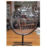 Orrefors Moon & Earth Sculpture on Stand, Signed by Artist