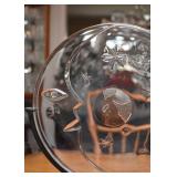 Orrefors Moon & Earth Sculpture on Stand, Signed by Artist