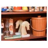 Horse Head Bookends, Wooden Ice Bucket