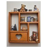 Curio Wall Shelf with Miniatures (All Salt Glazed Pottery shown here is SOLD)