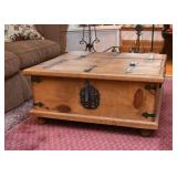 Rustic Pine Trunk / Coffee Table (Approx. 34.75" Square x 15.75" H)