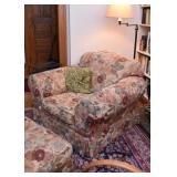 Floral Upholstered Lounge Chair / Armchair with Ottoman