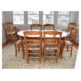 Country Pine Dining Table from Arhaus (with 2 leaves) and 8 Chairs