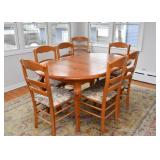 Country Pine Dining Table from Arhaus (with 2 leaves) and 8 Chairs