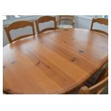 Country Pine Dining Table from Arhaus (with 2 leaves) and 8 Chairs