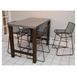 Pub Height Kitchen Table -Metal Top, Wood Base (Approx. 48" L x 28" W x 36" H) 