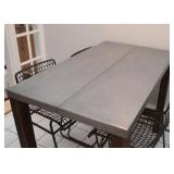 Pub Height Kitchen Table -Metal Top, Wood Base (Approx. 48" L x 28" W x 36" H)