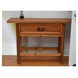 Rustic Pine Console Table with Drawer