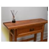 Rustic Pine Console Table with Drawer