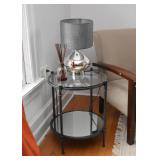 Contemporary Round Metal & Glass Side Table