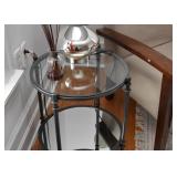 Contemporary Round Metal & Glass Side Table