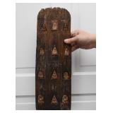 Asian Wooden Wall Hanging with Stone Carved Buddha Inserts