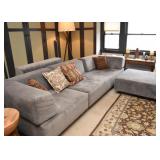 2 Piece Gray Sectional Sofa & Ottoman (38" deep, long side is 73" L, short side is 38" L)