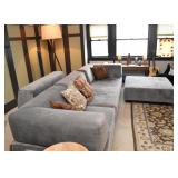 2 Piece Gray Sectional Sofa & Ottoman (38" deep, long side is 73" L, short side is 38" L)