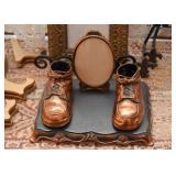 Copper Baby Shoes & Picture Frame