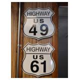 US Highway 49 & US Highway 61 Metal Signs