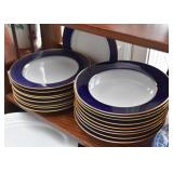 Blue, White & Gold Salad Plates & Soup Bowls