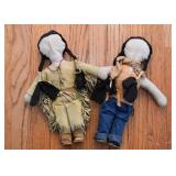 Native American Folk Art Cloth Dolls, Signed by Artist