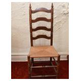 Antique Ladder Back Side Chair with Rush Seat