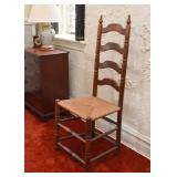 Antique Ladder Back Side Chair with Rush Seat