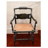 Antique Painted Arm Chair with Rush Seat