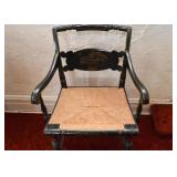 Antique Painted Arm Chair with Rush Seat