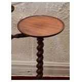 Small Antique Side Table with Lamp (Barley Twist Turned Wood)