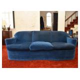 Blue Velveteen Upholstered 3-Seat Sofa