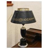 Vintage Black Metal Tole Table Lamp