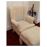 Upholstered Armchair with Ottoman