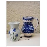 Ceramic Vase & Pitcher (Blue & White)