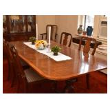 Beautiful Mahogany Double Pedestal Dining Table with 2 Leaves